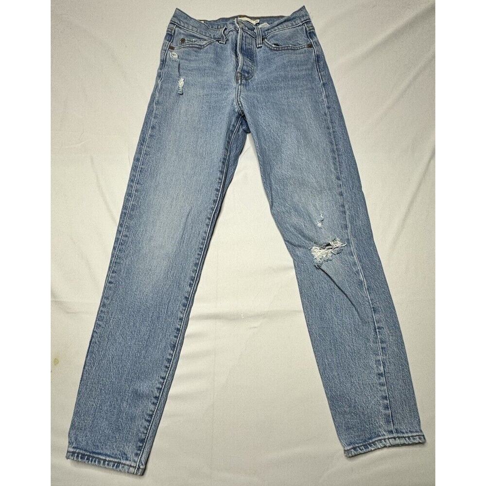 Levis Women's Distressed Wedgie Tapered Leg Button Fly Blue Jeans -Size 25x26.5*